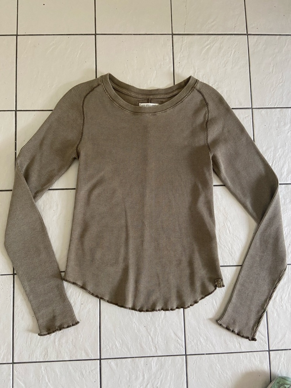 We The Free Olive Thermal Crewneck